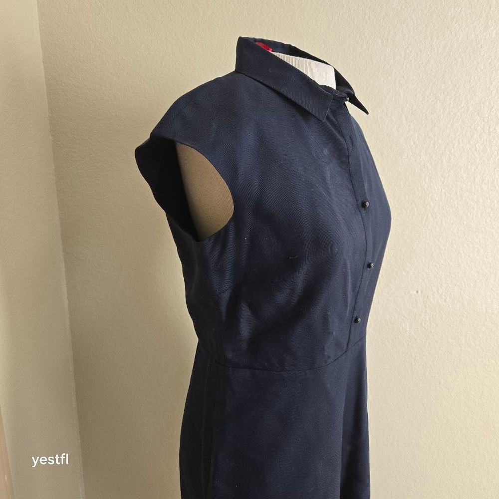 Carolina Herrera Collared Dress Size 8, Navy - Picture 7 of 9